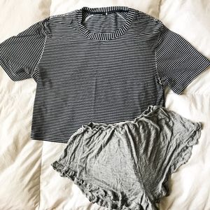 Lululemon Blue and White Striped Crop Top